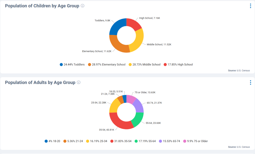 Kids and adult break down of the population